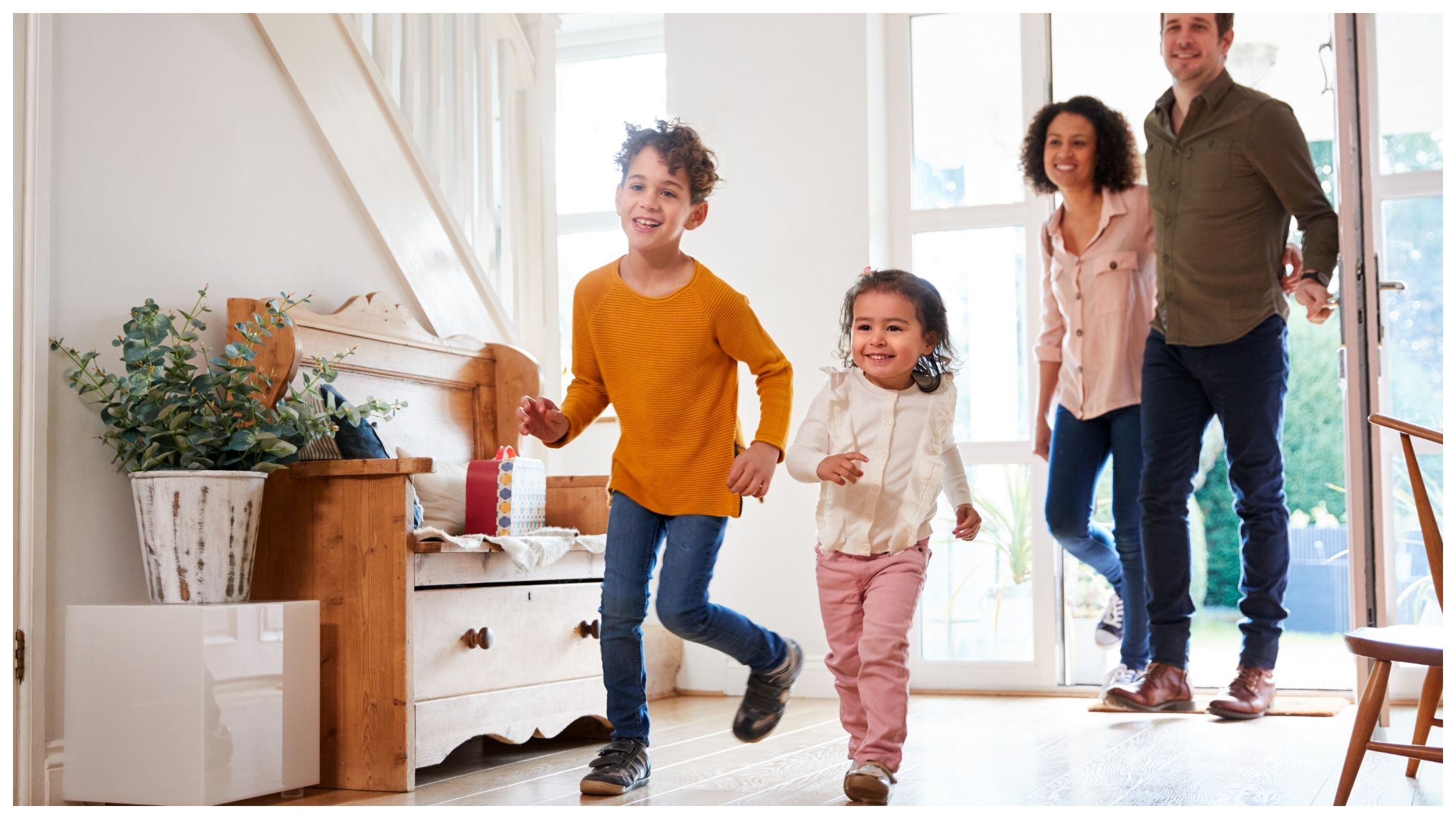 Happy Family Returning Home