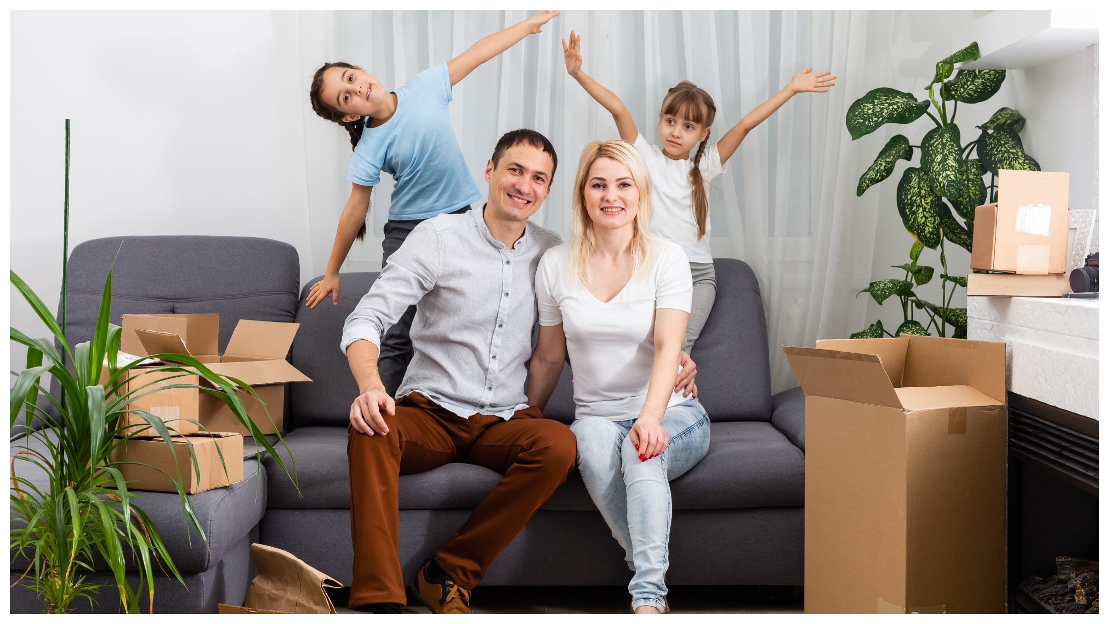 Happy Family inside Their New House