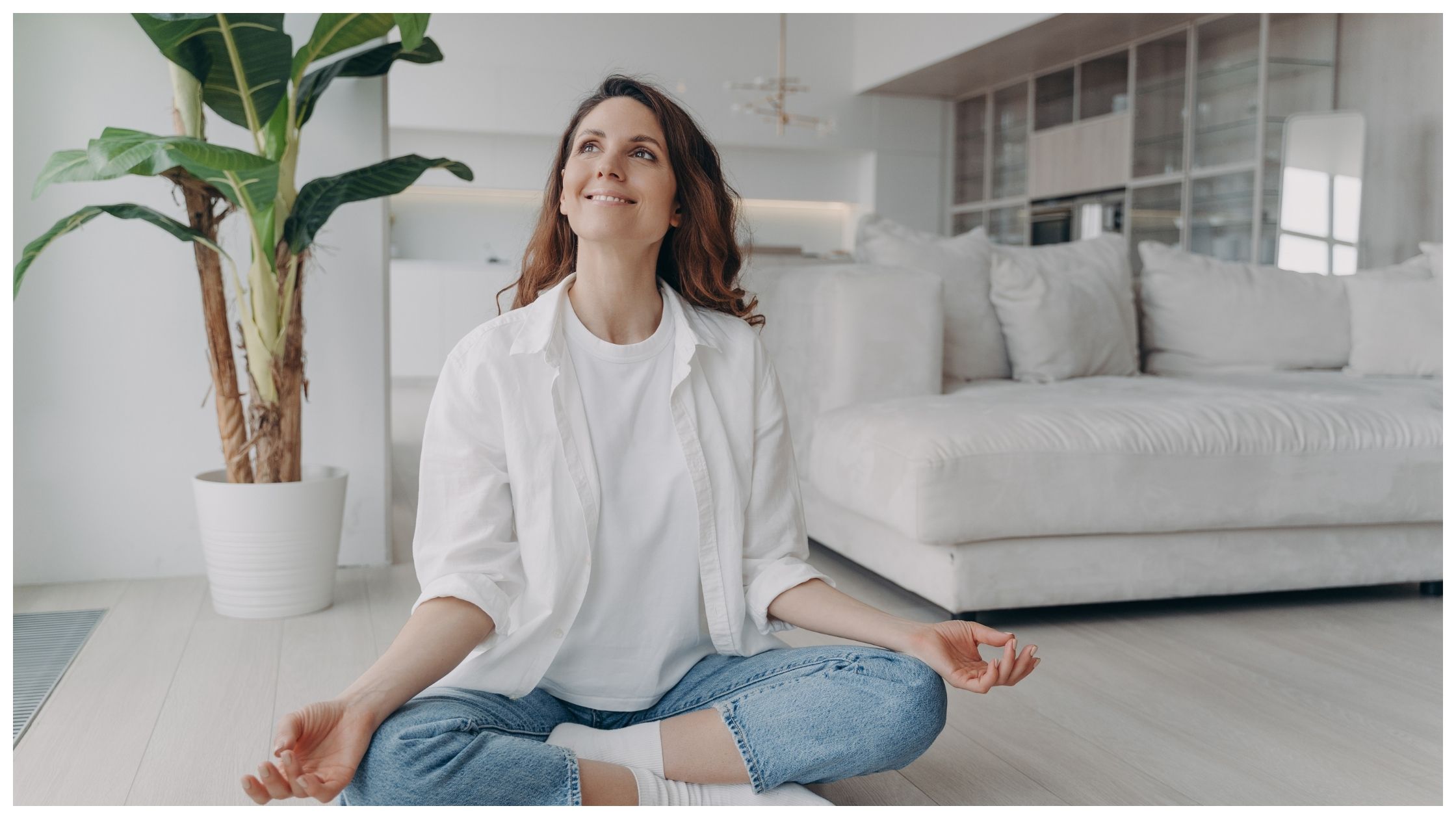 Peace of mind  concept. Young european woman.